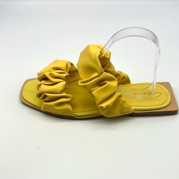 Circus By Sam Edelman - Iggy Ruched Bright Yellow Leather Strap Sandals Size 7.5 - Picture 10 of 14